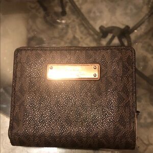 🎁 Michael Kors Dark Brown Wallet with Gold Accents